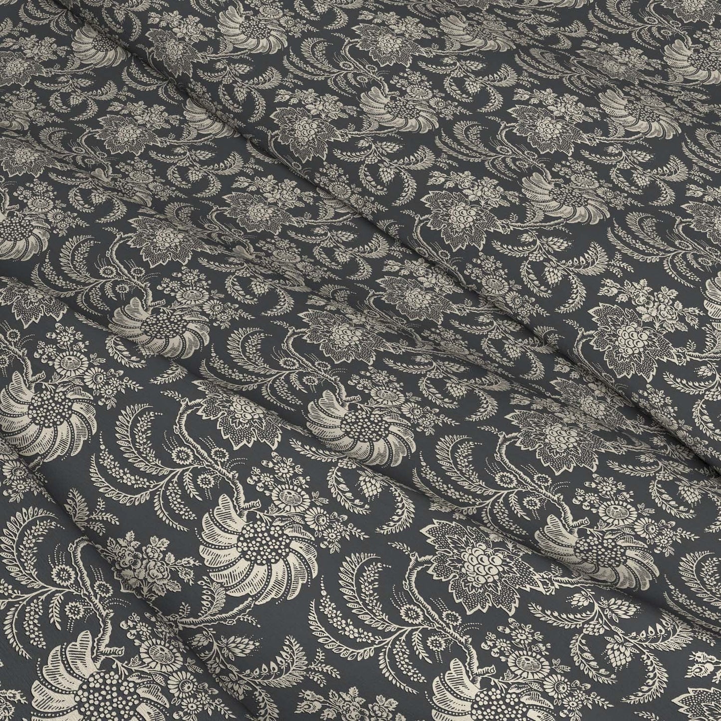 AVIGNON Charcoal Linen Mix Fabric - Warner House