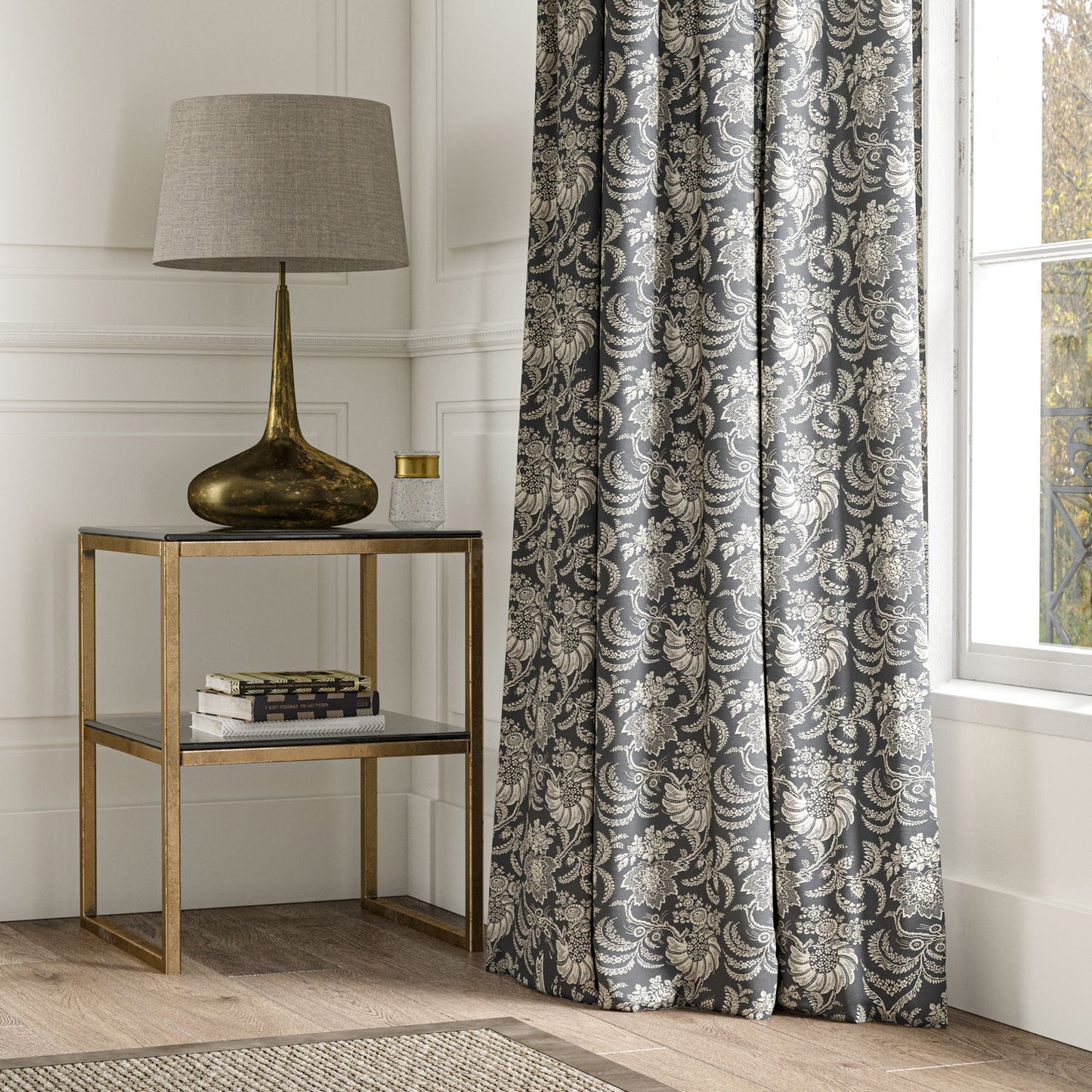 AVIGNON Charcoal Linen Mix Fabric - Warner House