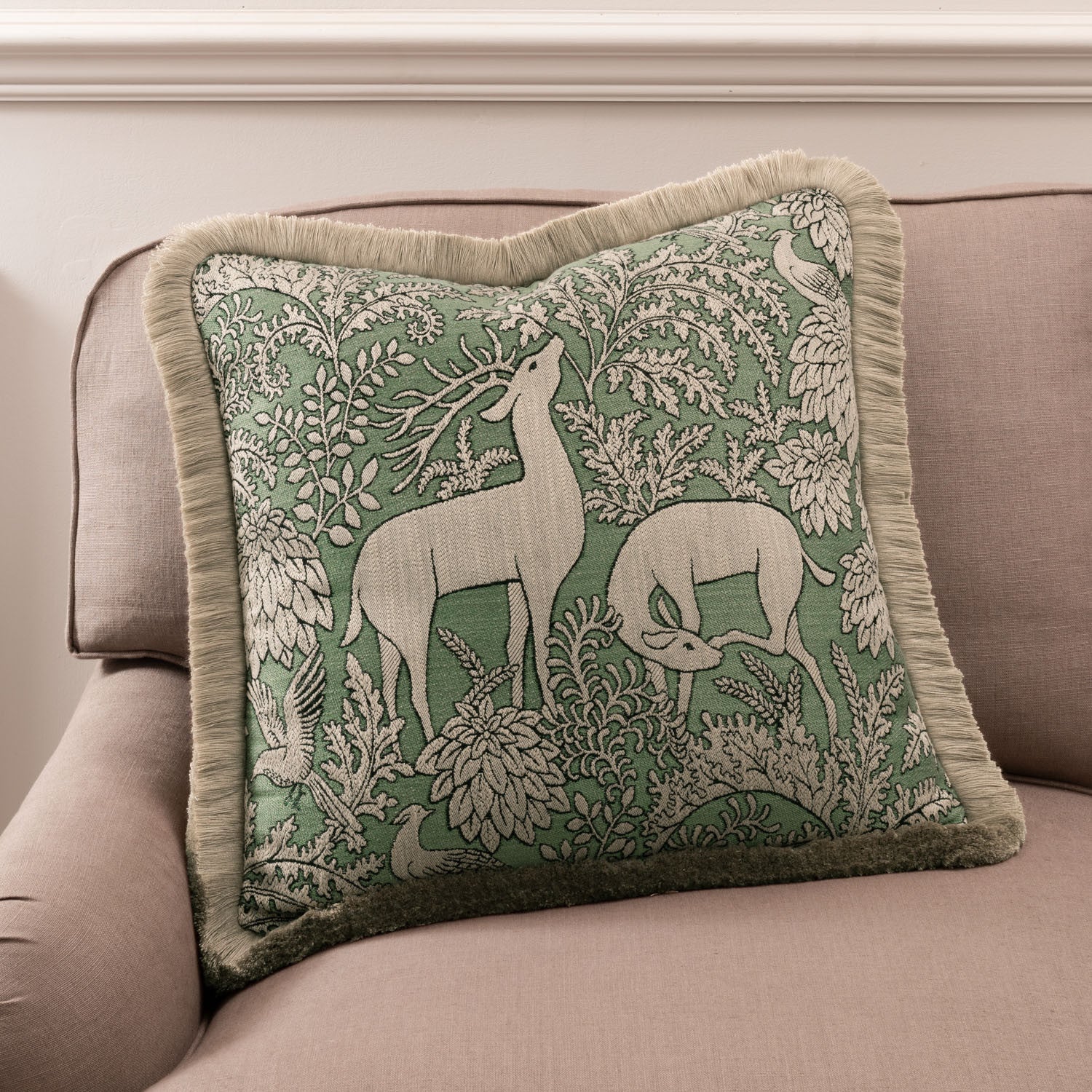 BALMORAL Olive Woven Cushion - Warner House