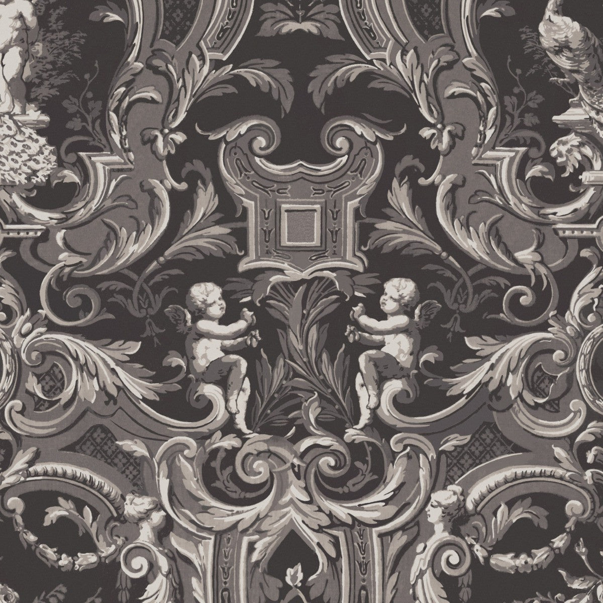 BAROQUE Charcoal Wallpaper - Warner House