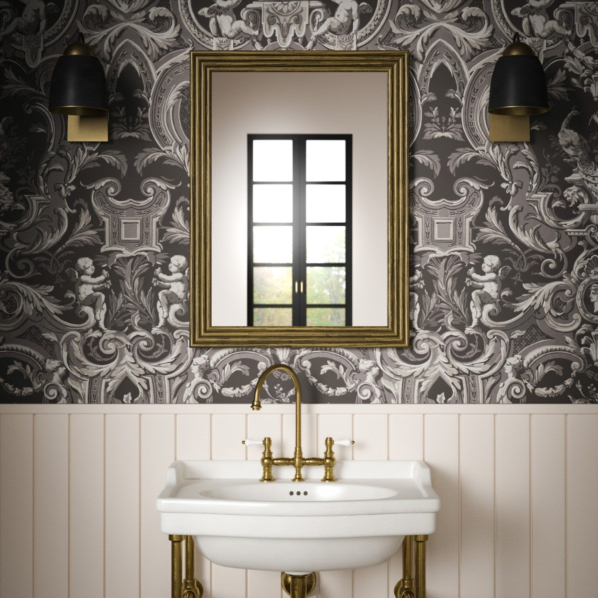 BAROQUE Charcoal Wallpaper - Warner House