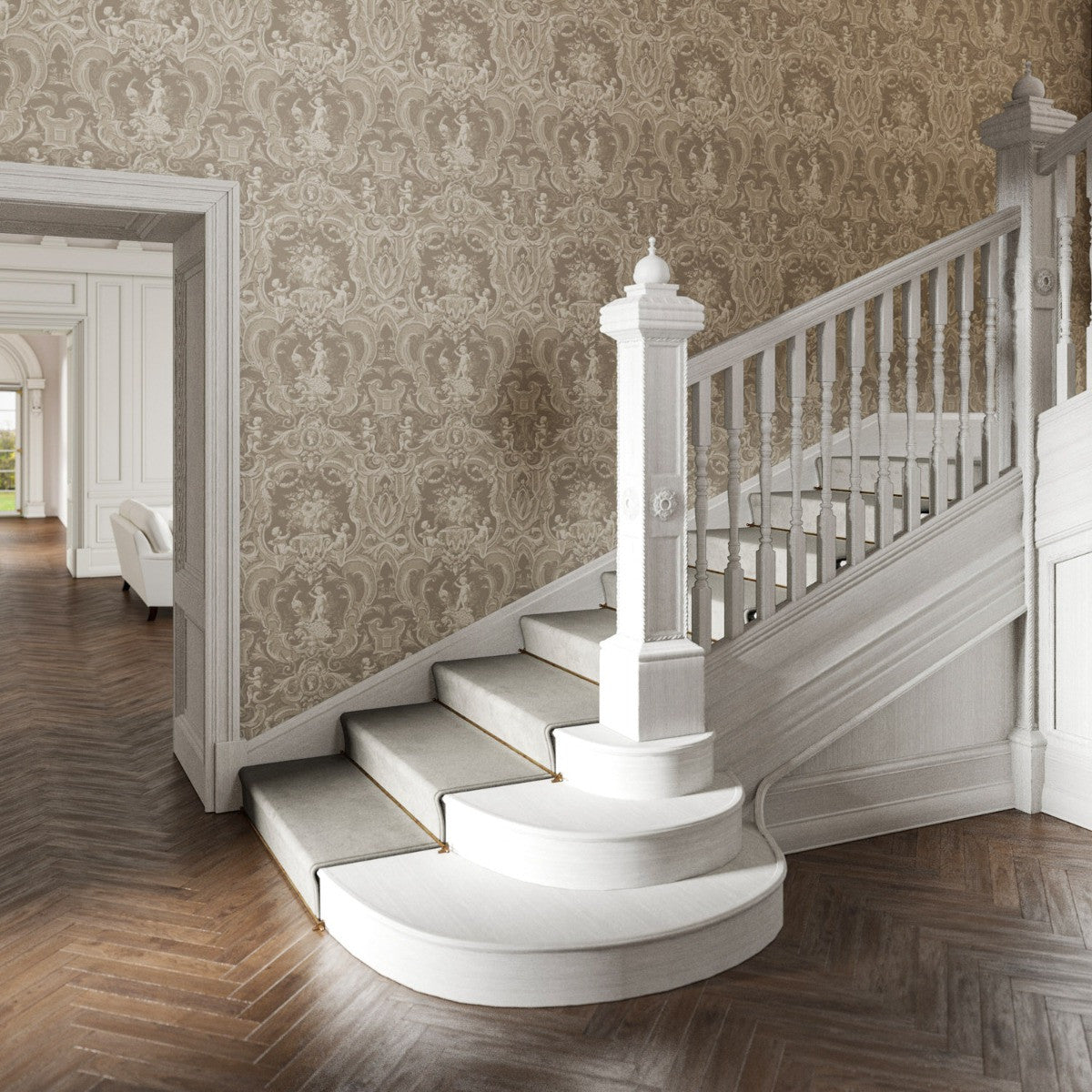 BAROQUE Taupe Wallpaper - Warner House