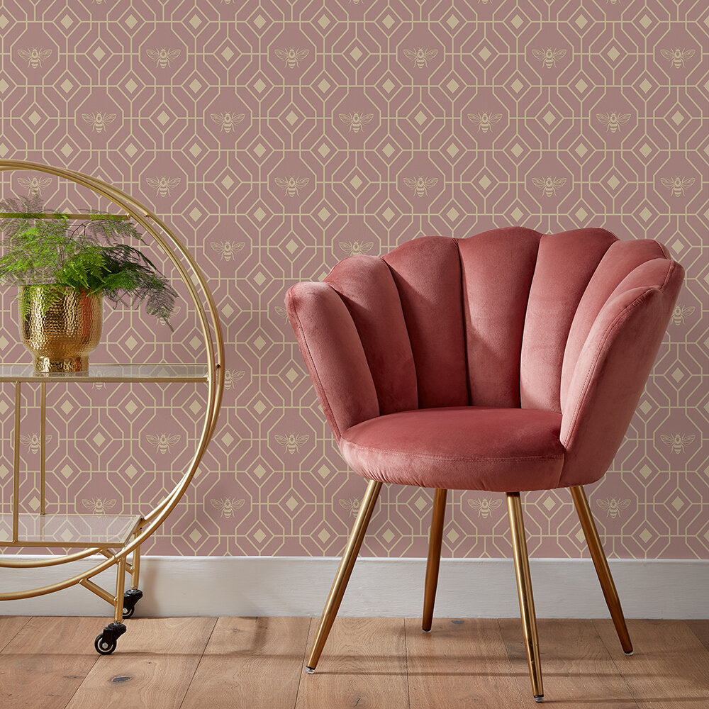Bee Deco Room Wallpaper - Pink