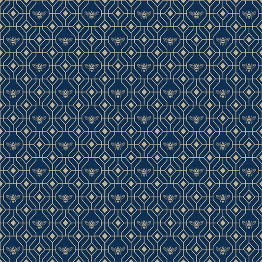 Bee Deco Wallpaper - Blue