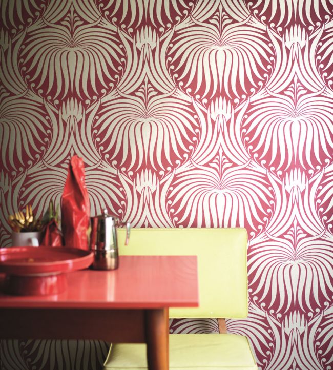 Lotus Room Wallpaper - Red
