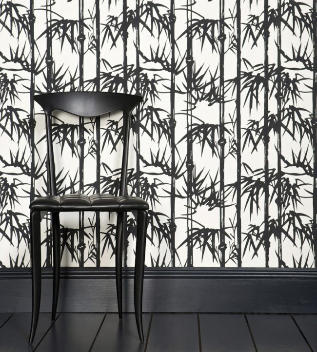 Bamboo Room Wallpaper - Black