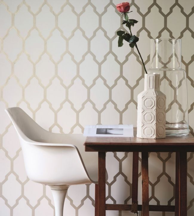 Tessella Room Wallpaper - White