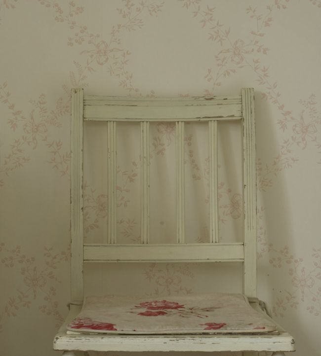 Toile Trellis Room Wallpaper - Pink