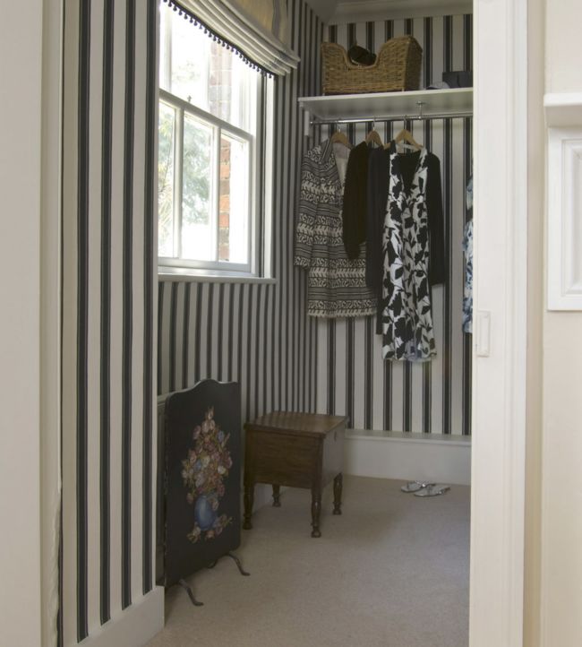 Block Print Stripe Room Wallpaper - Black