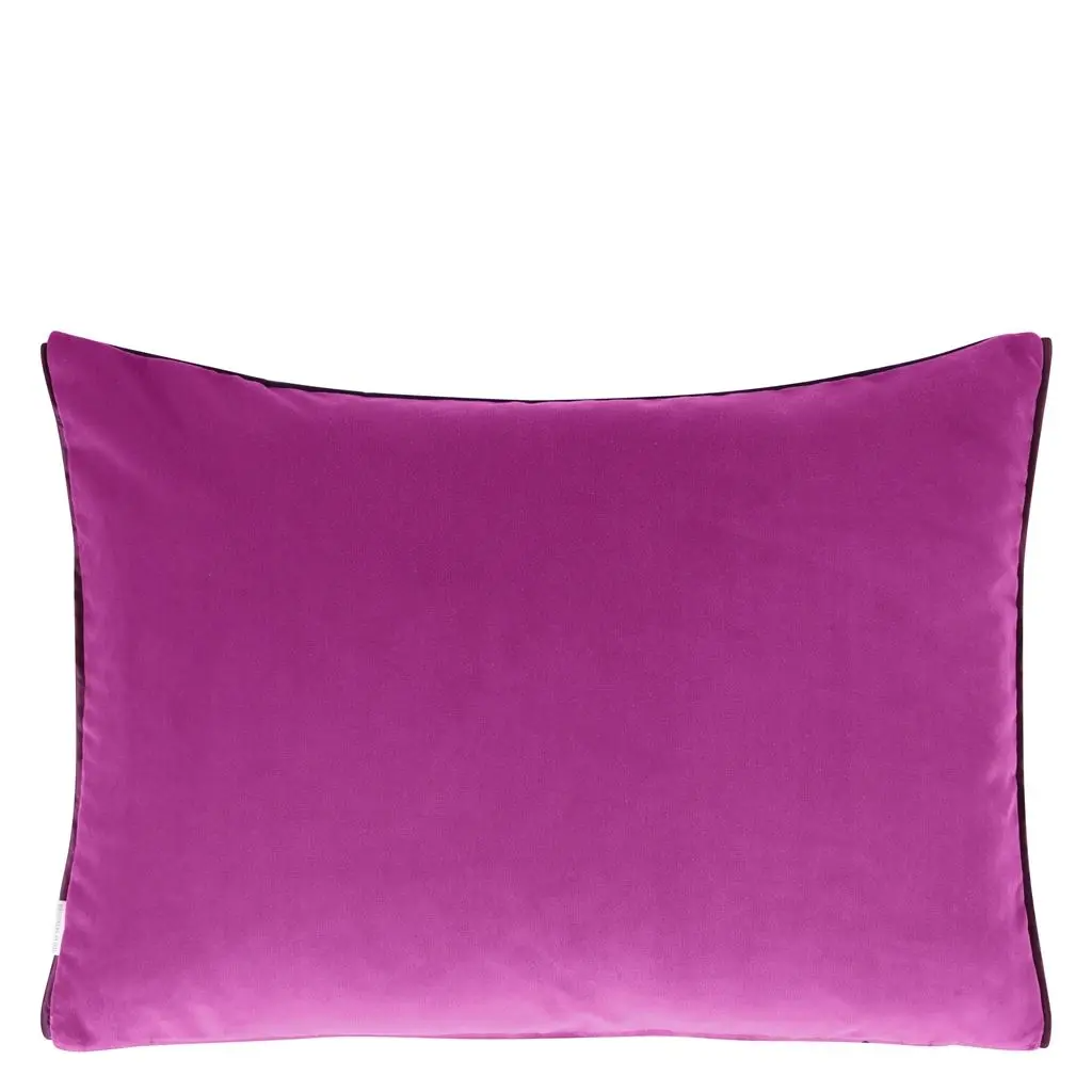 Cassia Aubergine & Magenta Velvet Cushion - Designers Guild