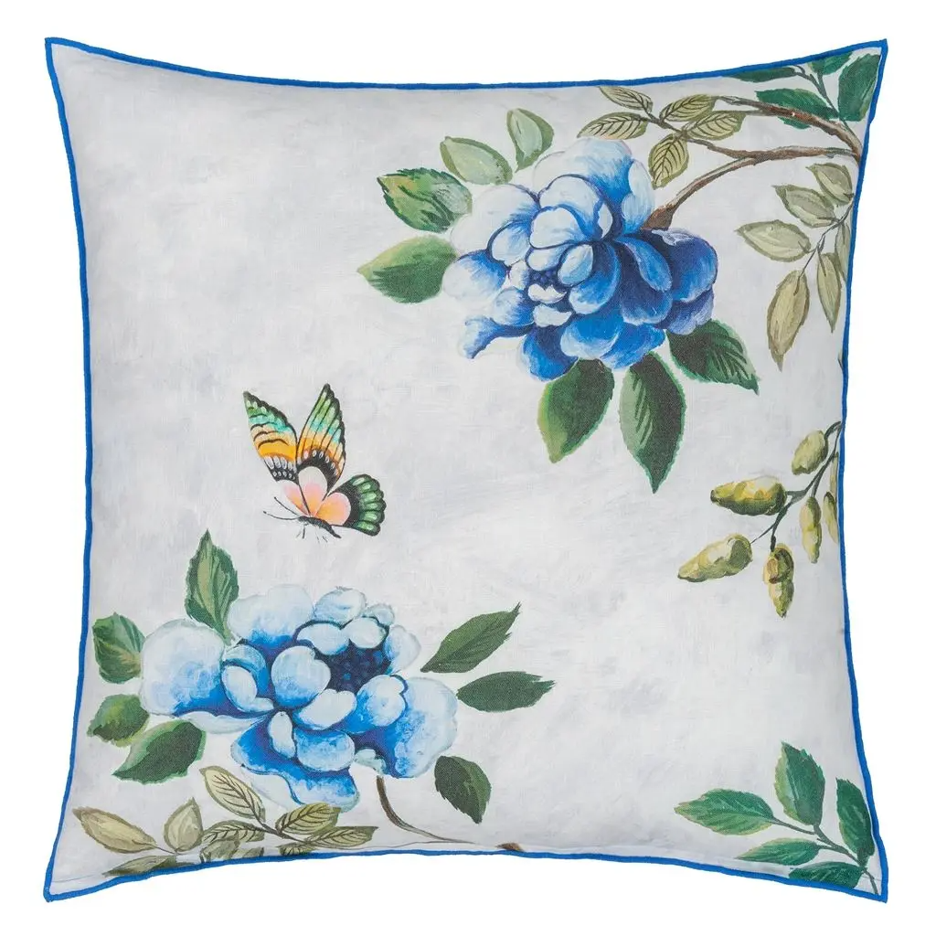 Porcelaine De Chine Cobalt Linen Cushion - Designers Guild