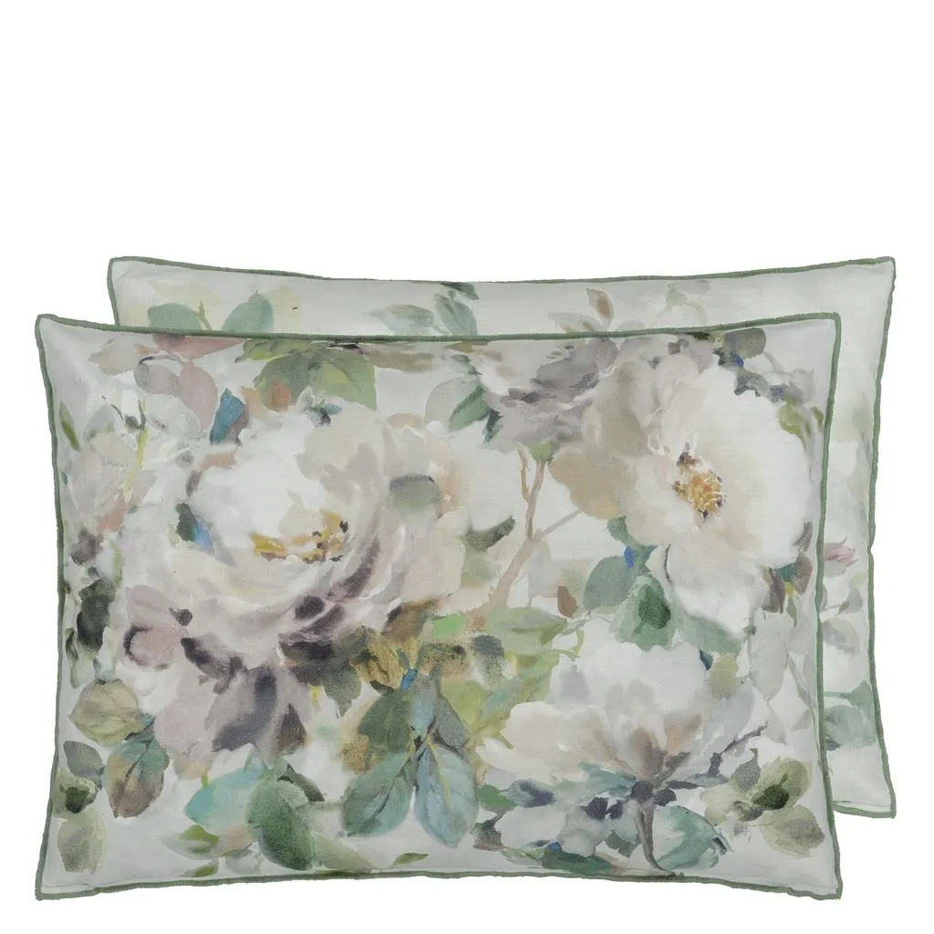 Thelma's Garden Celadon Cotton Cushion - Designers Guild