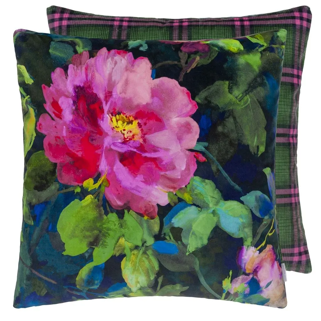 Gertrude Rose Fuchsia Velvet Cushion - Designers Guild