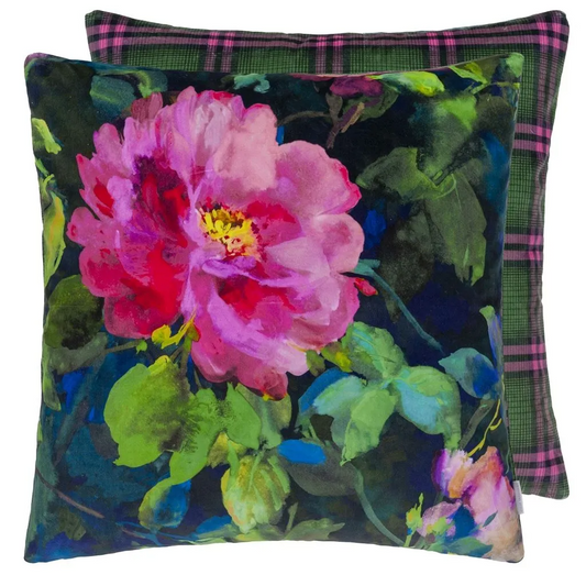 Gertrude Rose Fuchsia Velvet Cushion - Designers Guild