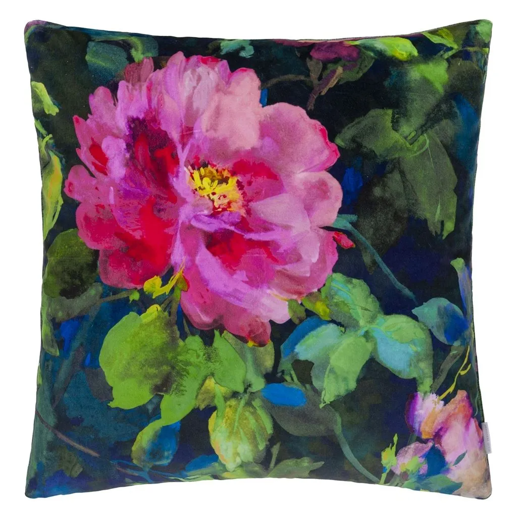 Gertrude Rose Fuchsia Velvet Cushion - Designers Guild