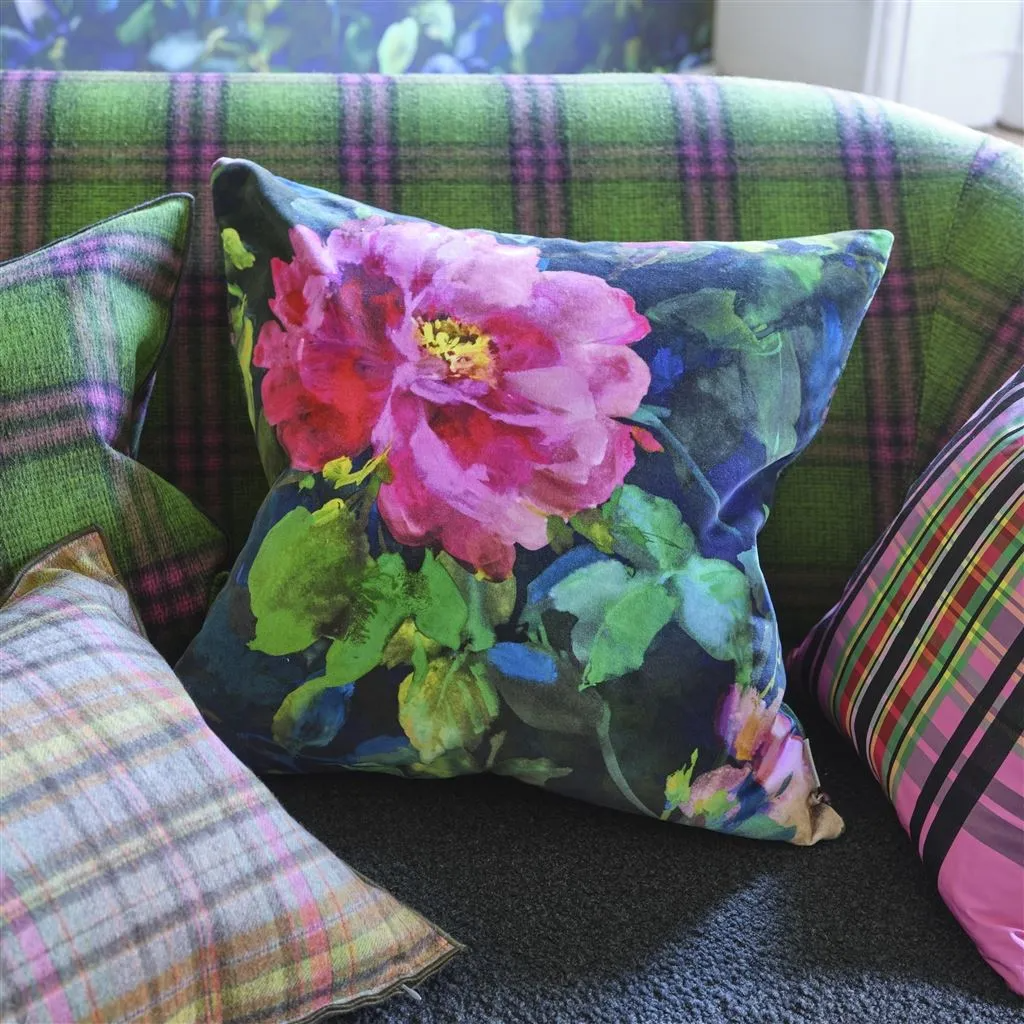 Gertrude Rose Fuchsia Velvet Cushion - Designers Guild