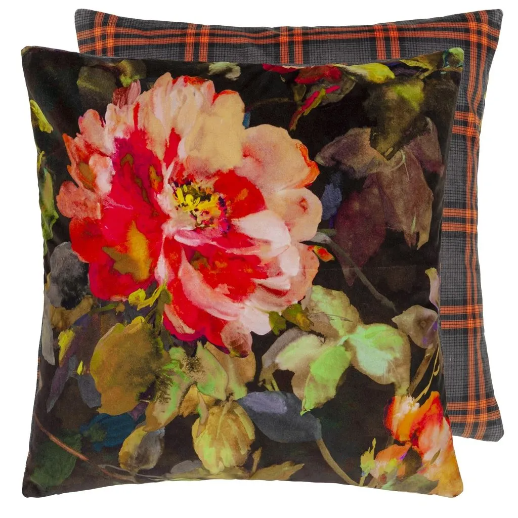 Gertrude Rose Chestnut Velvet Cushion - Designers Guild