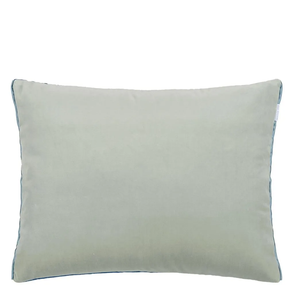 Cassia Denim & Zinc Velvet Cushion - Designers Guild