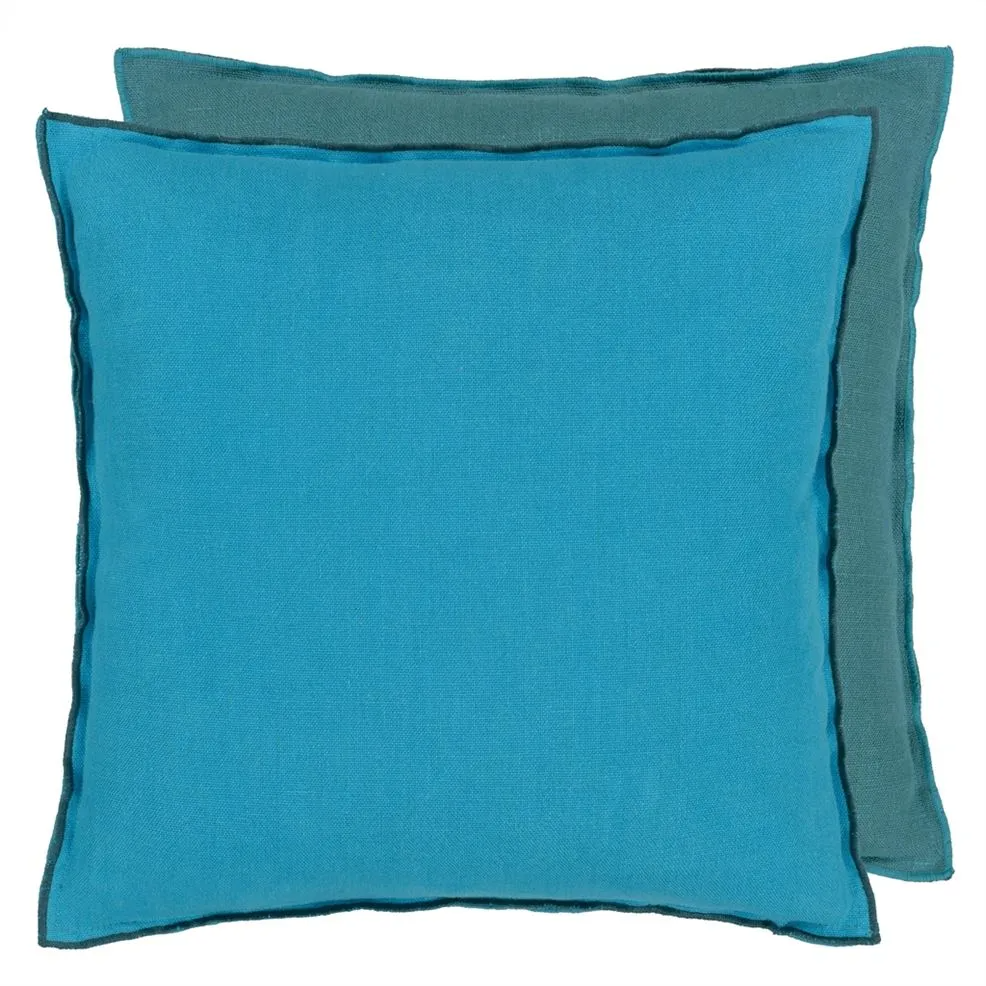 Brera Lino Indian Ocean & Teal Linen Cushion - Designers Guild