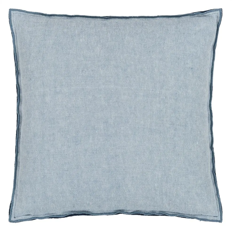 Brera Lino Midnight & Chambray Linen Cushion - Designers Guild