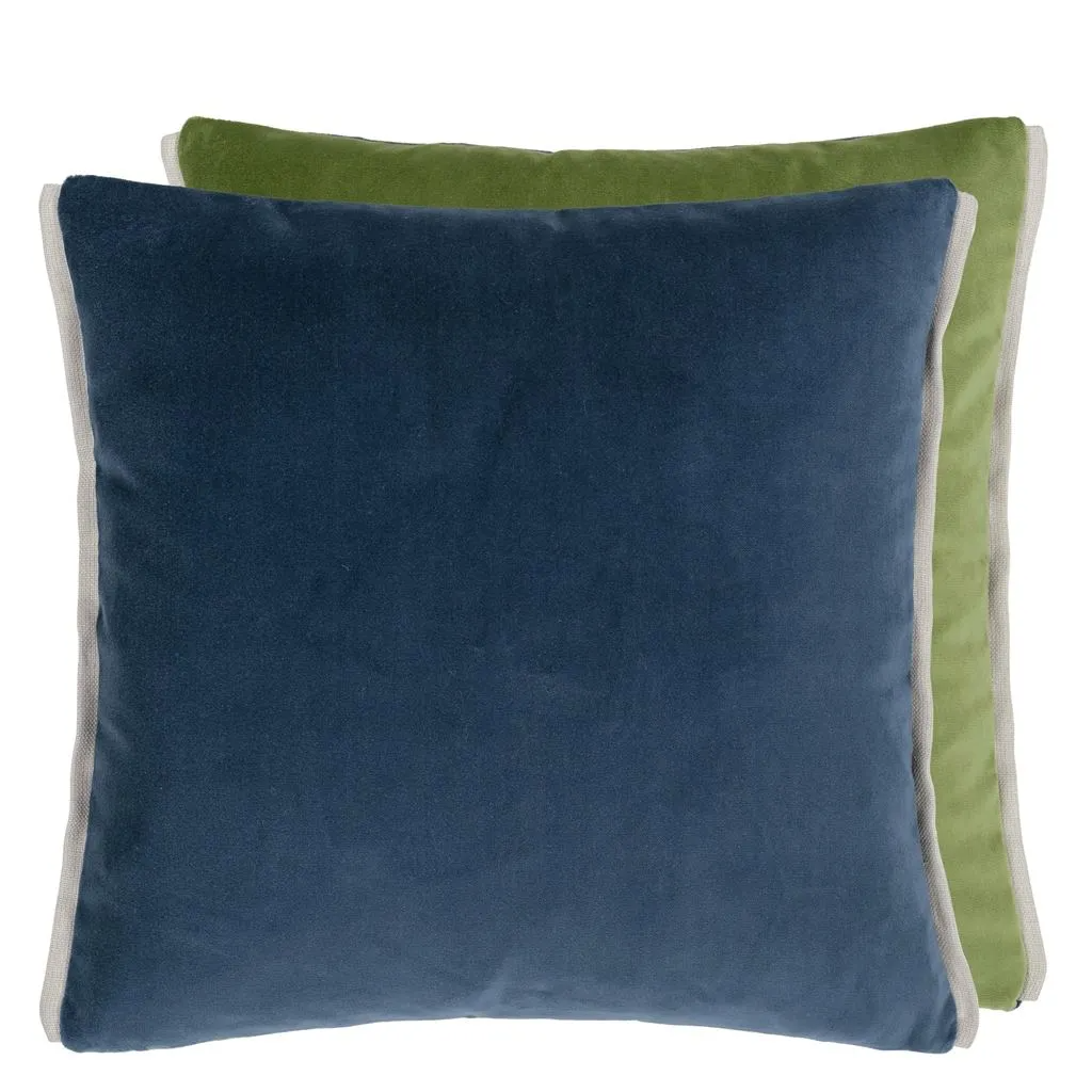 Varese Prussian & Grass Velvet Cushion - Designers Guild