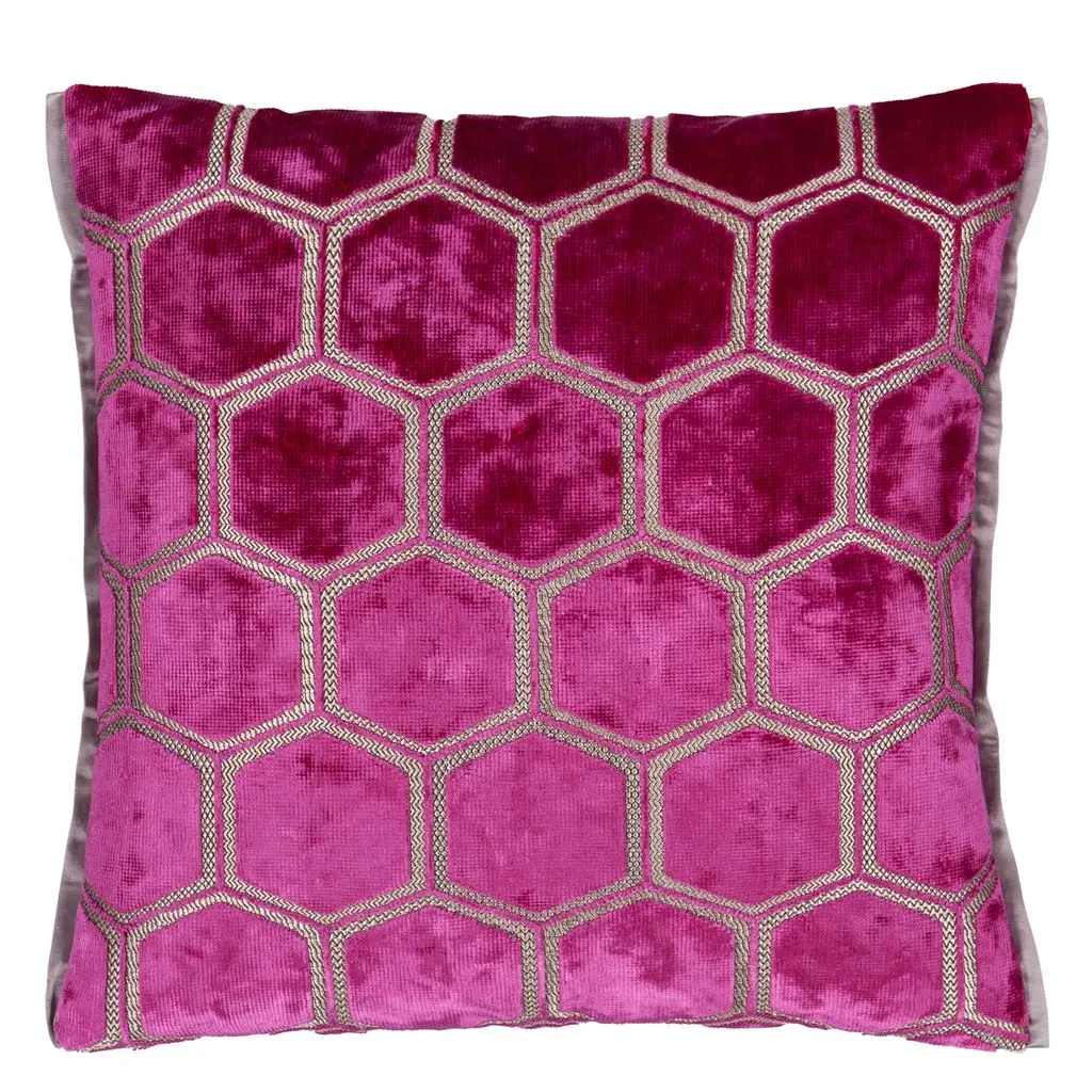 Manipur Fuchsia Velvet Cushion - Designers Guild