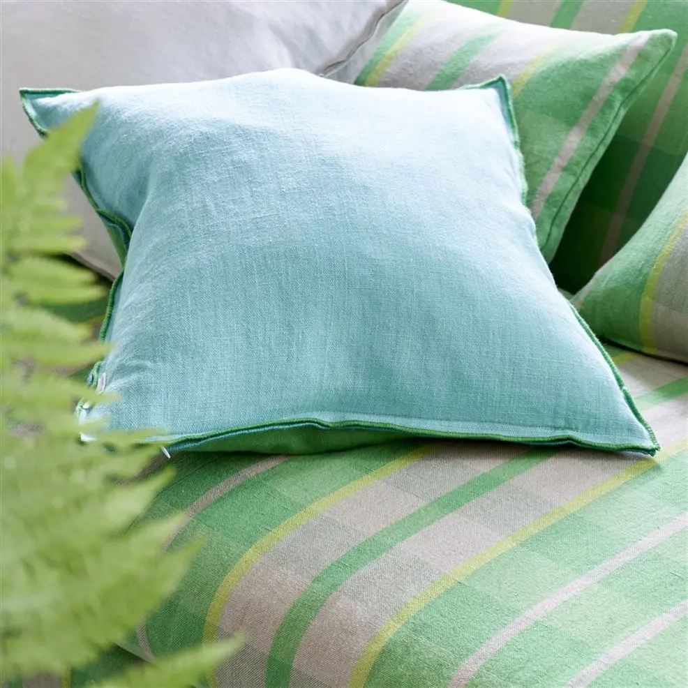 Brera Lino Emerald & Capri Linen Cushion - Designers Guild