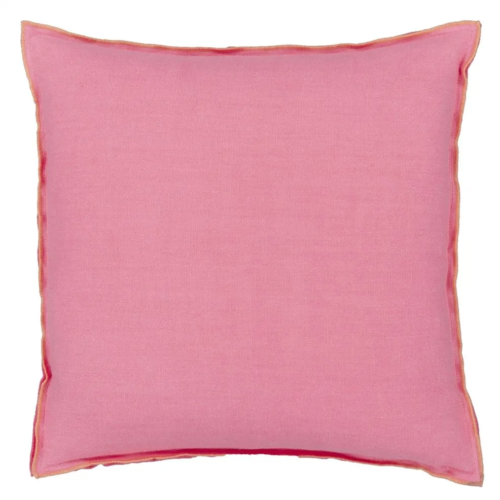 Brera Lino Hibiscus & Peach Linen Cushion - Designers Guild