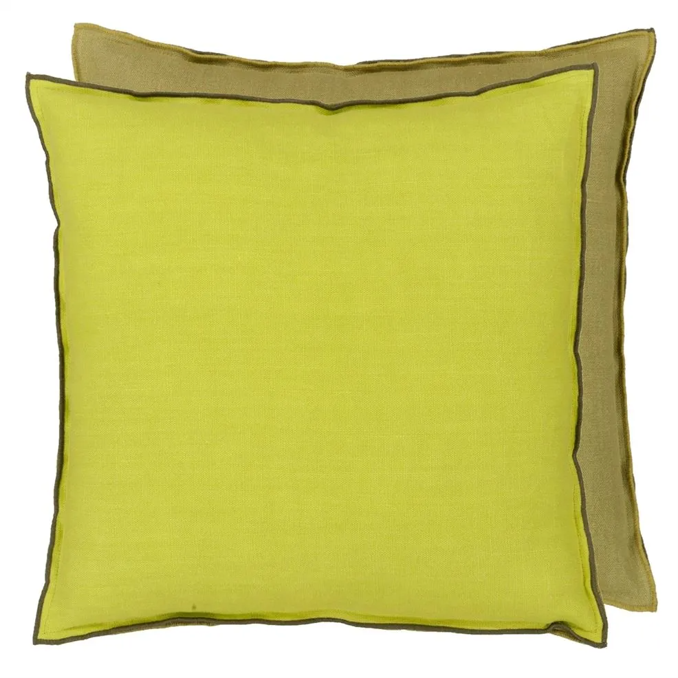 Brera Lino Lime & Moss Linen Cushion - Designers Guild