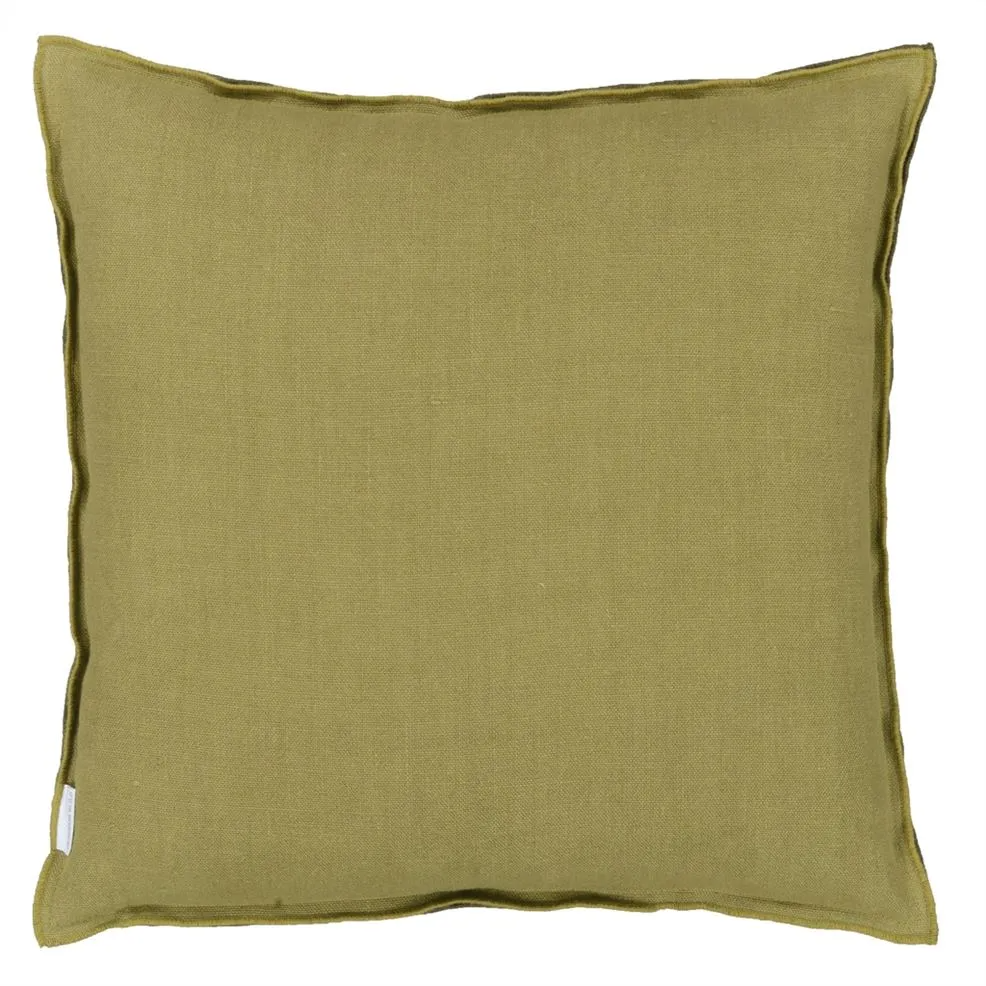 Brera Lino Lime & Moss Linen Cushion - Designers Guild