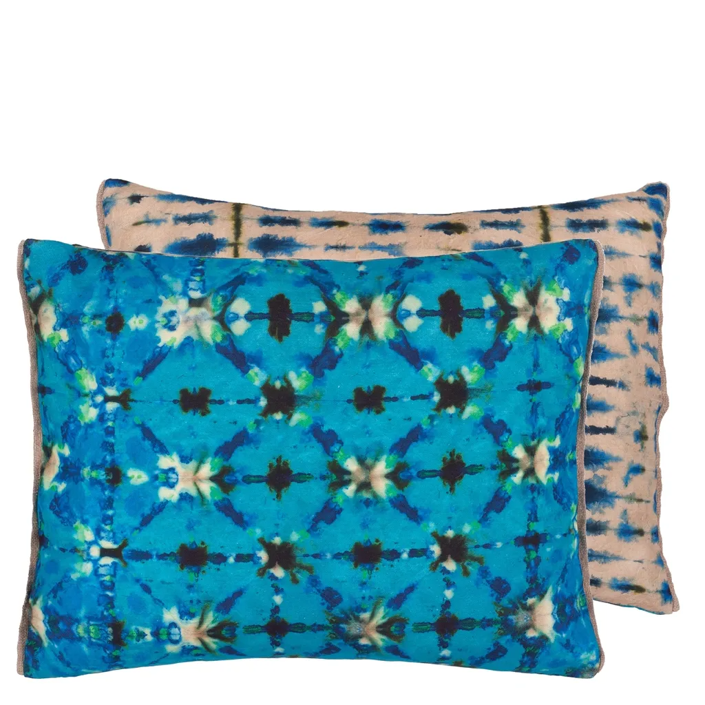 Shibori Cobalt Cotton Cushion - Designers Guild