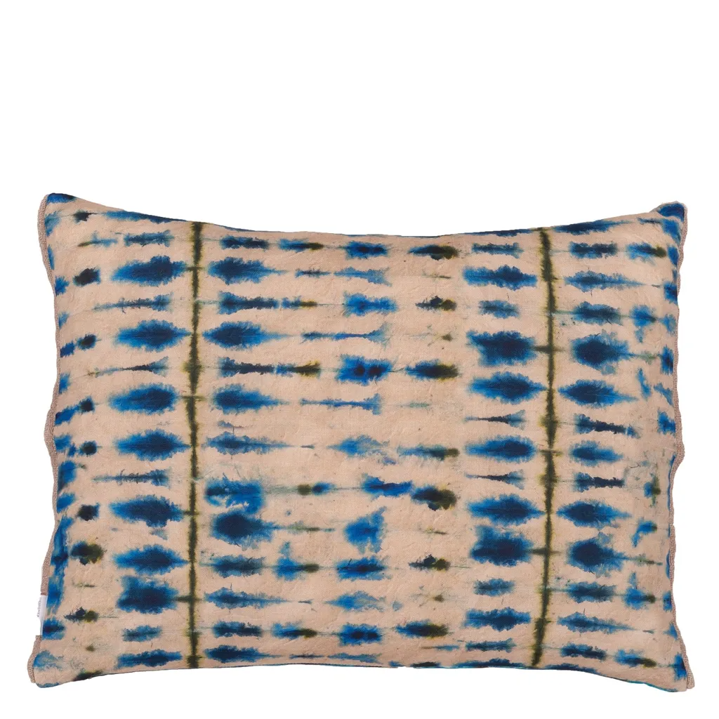 Shibori Cobalt Cotton Cushion - Designers Guild