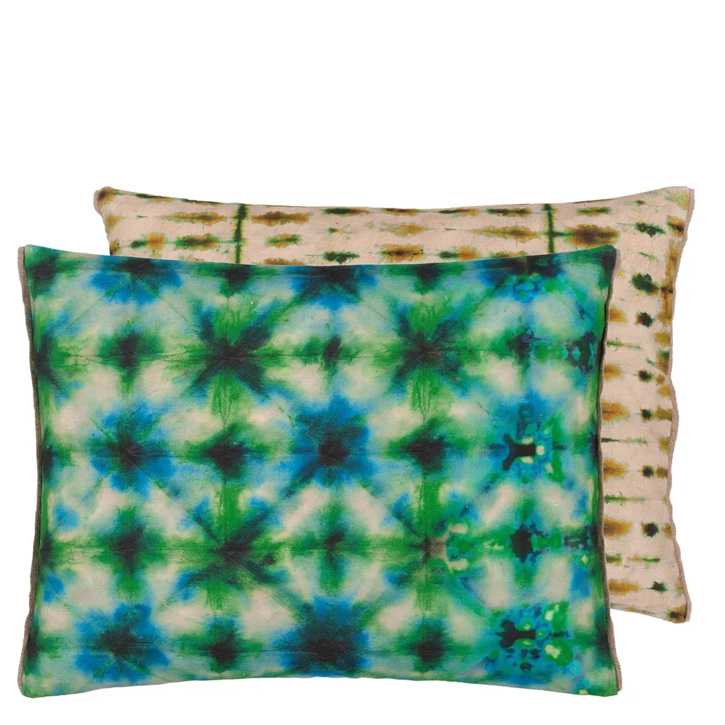 Shibori Emerald Cotton Cushion - Designers Guild