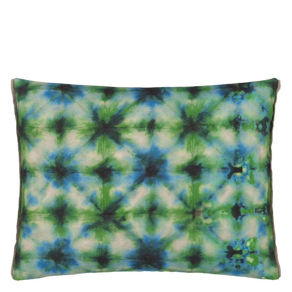 Shibori Emerald Cotton Cushion - Designers Guild