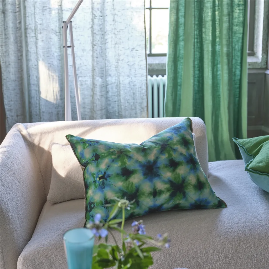 Shibori Emerald Cotton Cushion - Designers Guild