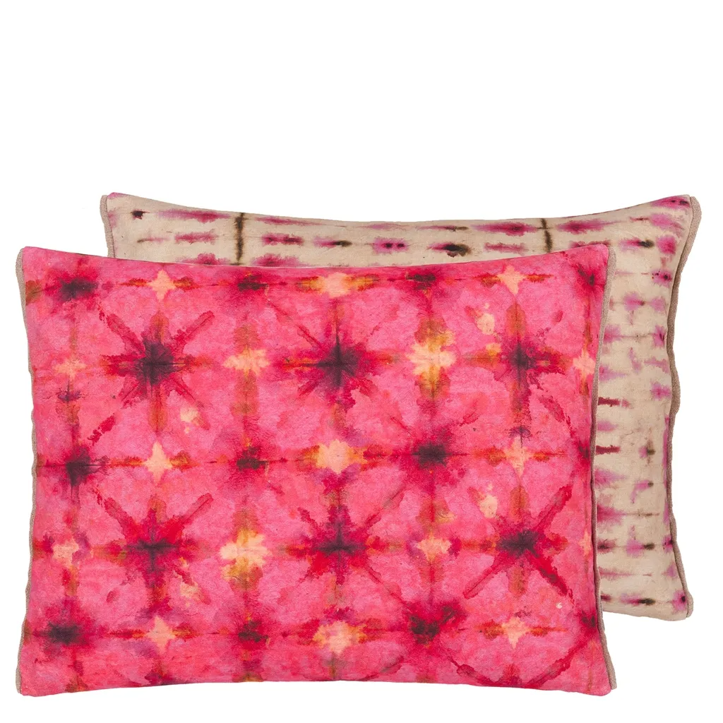 Shibori Fuchsia Cotton Cushion - Designers Guild