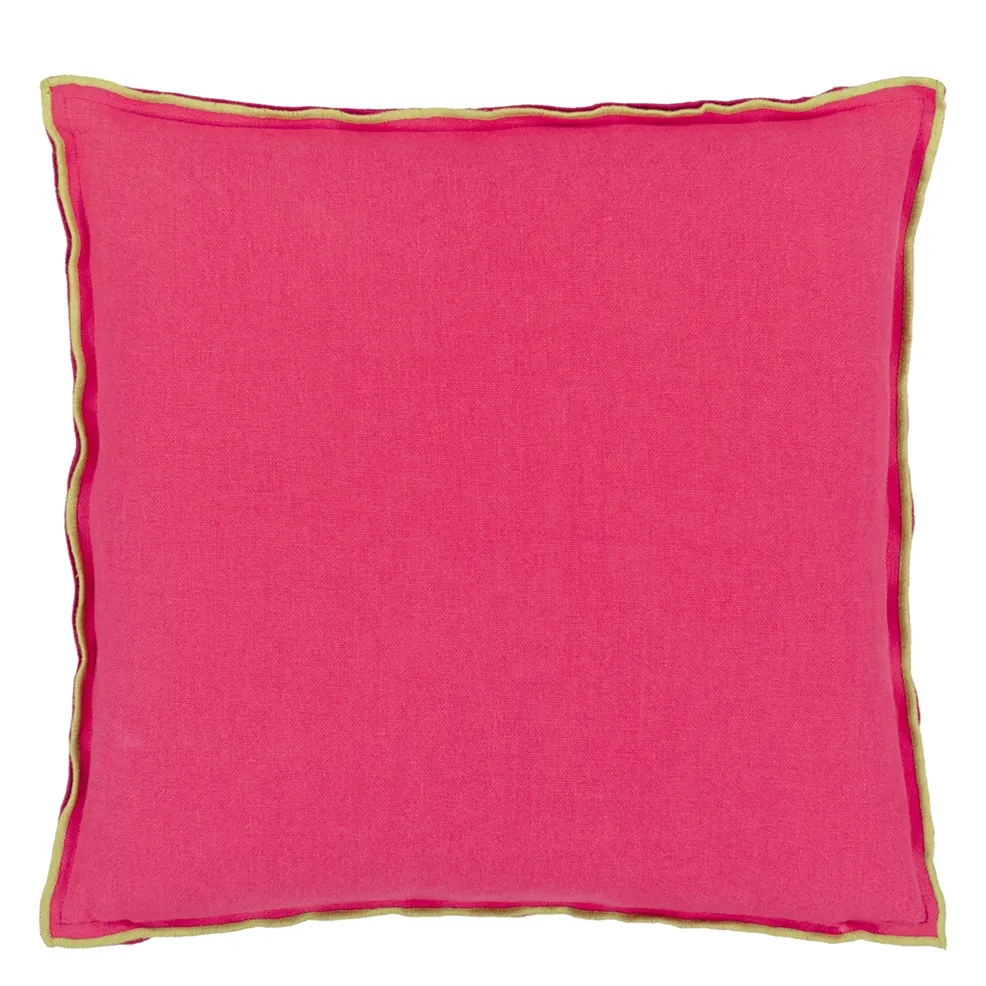 Brera Lino Cerise & Grass Linen Cushion - Designers Guild