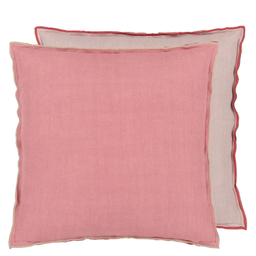 Brera Lino Damask Rose & Travertine Linen Cushion - Designers Guild