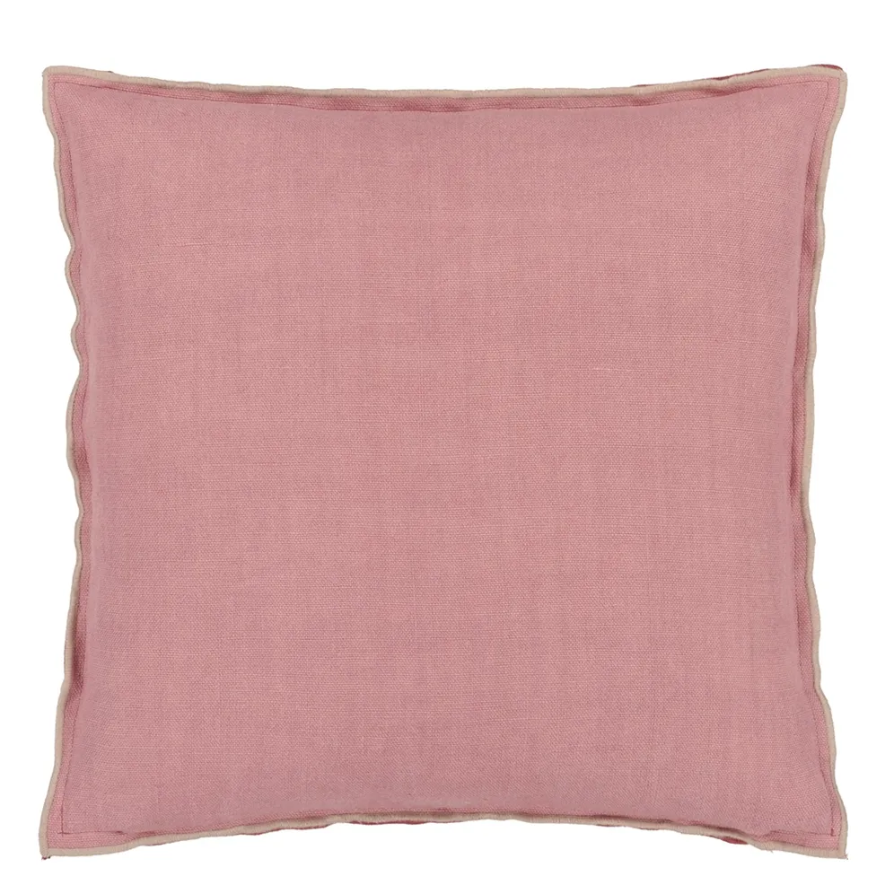 Brera Lino Damask Rose & Travertine Linen Cushion - Designers Guild
