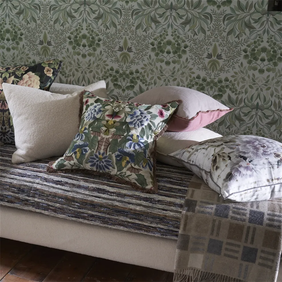 Brera Lino Damask Rose & Travertine Linen CushionBrera Lino Damask Rose & Travertine Linen Cushion - Designers Guild
