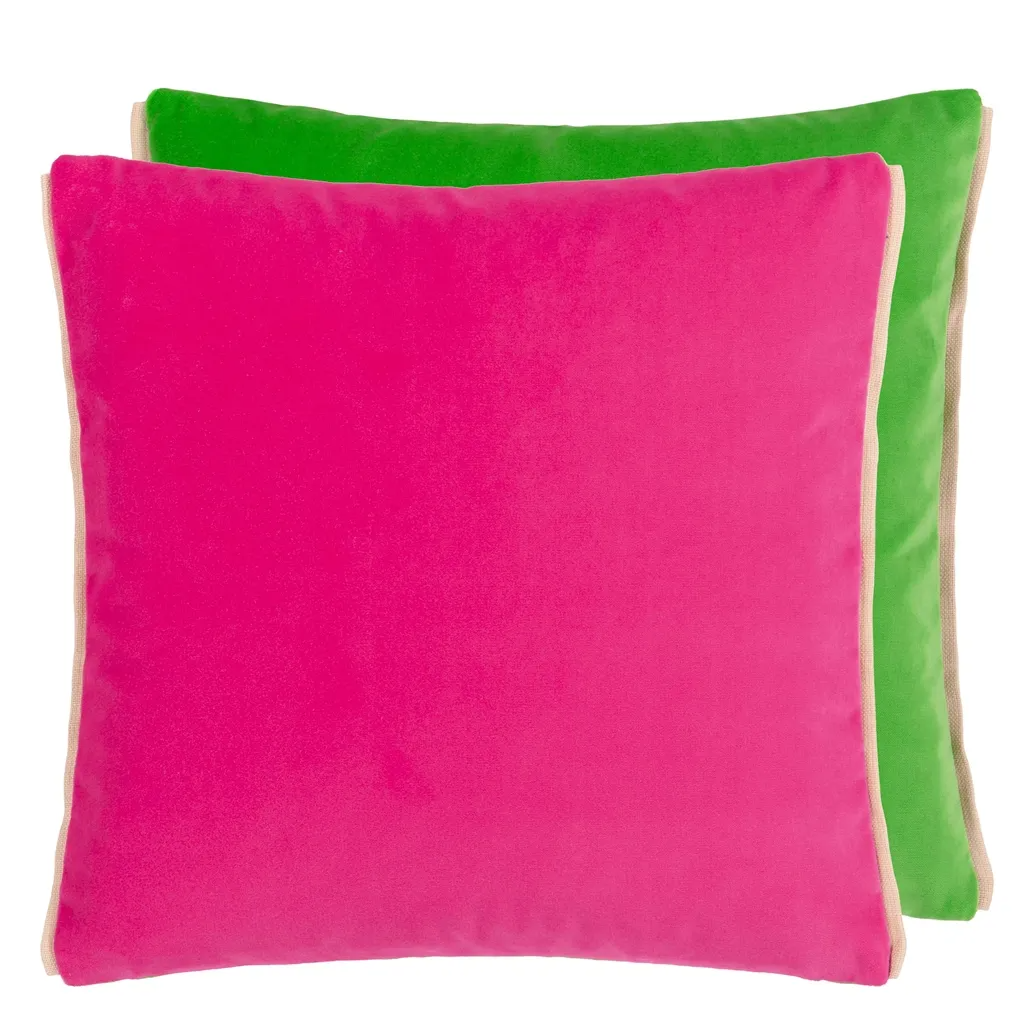 Varese Fuchsia & Malachite Velvet Cushion - Designers Guild
