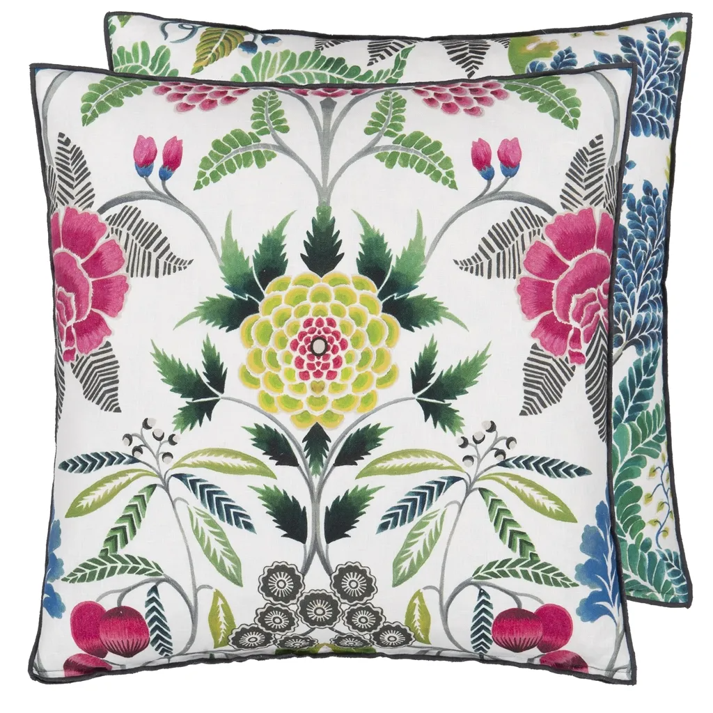 Brocart Decoratif Fuchsia Linen Cushion - Designers Guild
