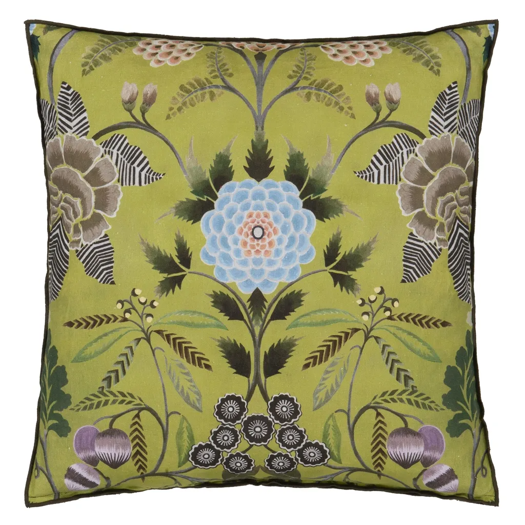 Brocart Decoratif Moss Linen Cushion - Designers Guild