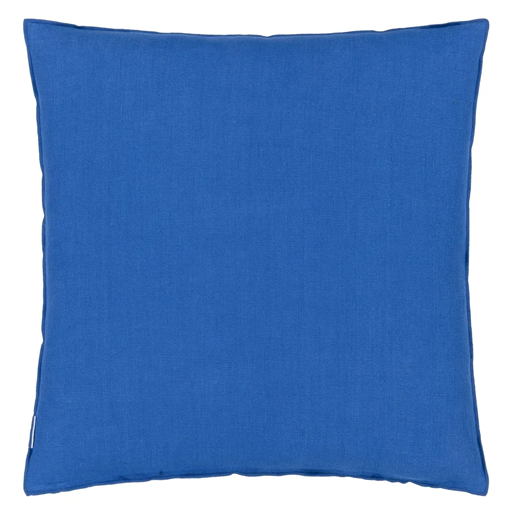 Rose De Damas Cobalt Cotton Cushion - Designers Guild