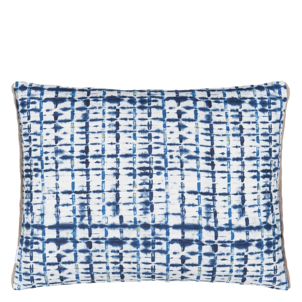 Parquet Batik Indigo Cotton Cushion - Designers Guild