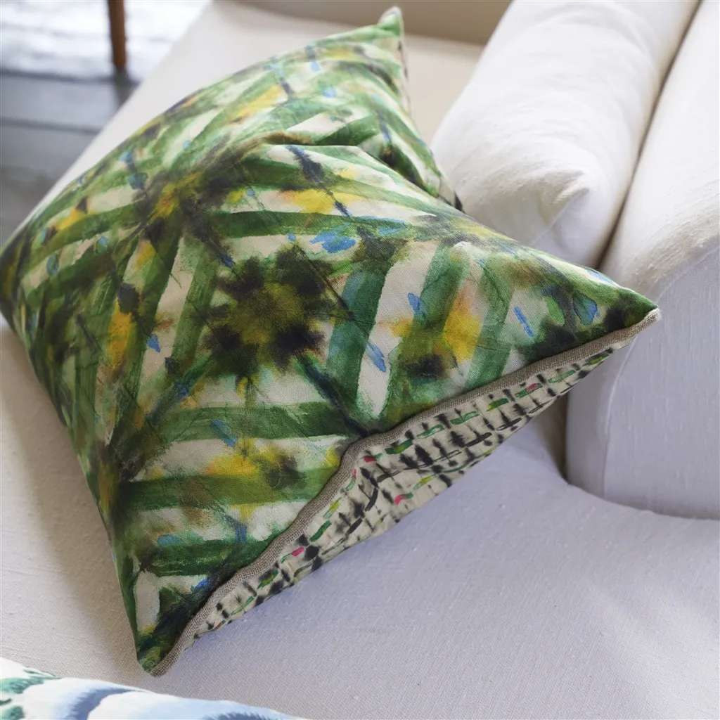 Parquet Batik Forest Cotton Cushion - Designers Guild