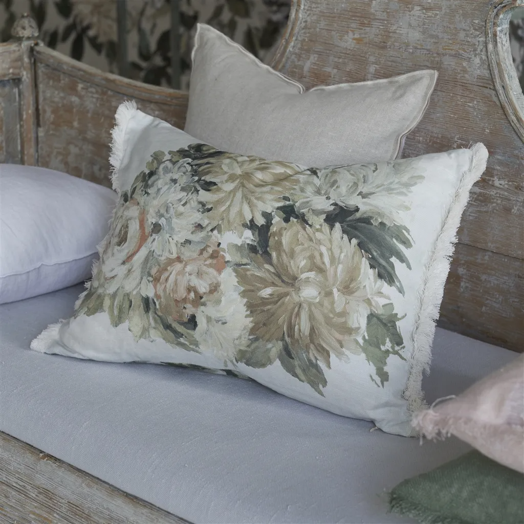 Fleurs D Artistes Sepia Cotton Cushion - Designers Guild