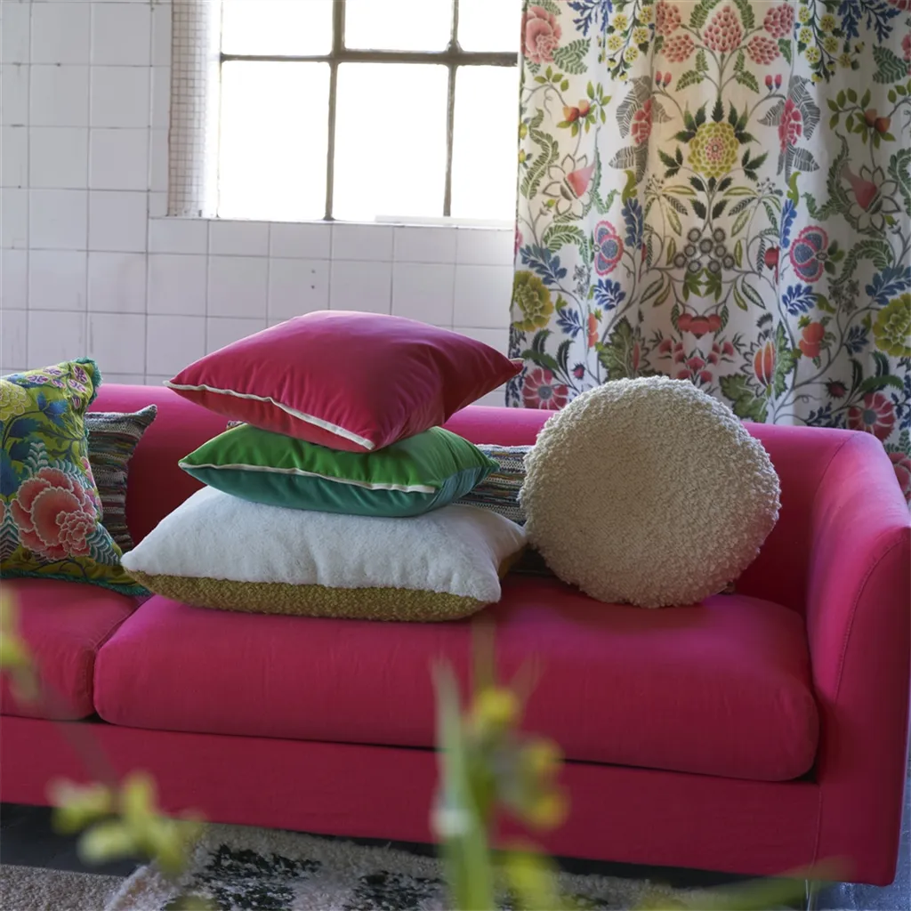 Varese Scarlet & Bright Fuchsia Velvet Cushion - Designers Guild