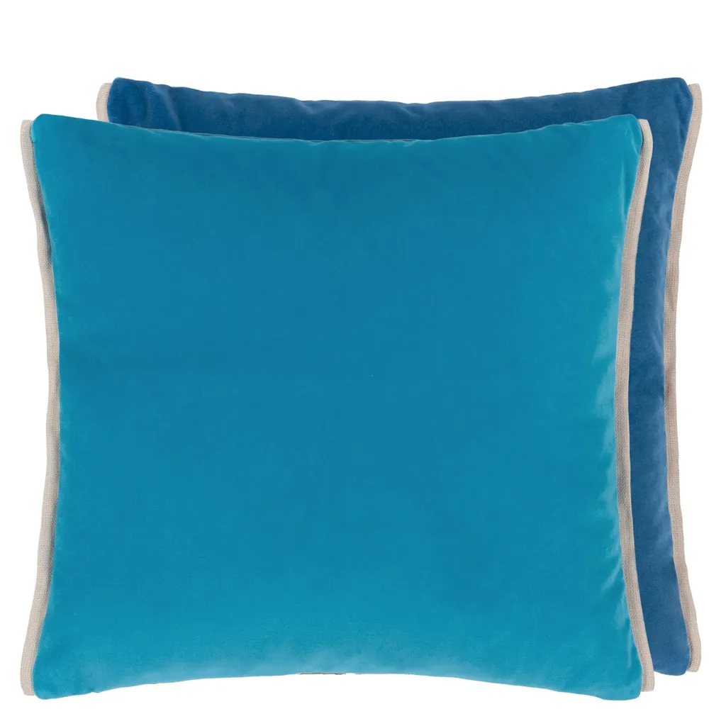 Varese Azure & Teal Velvet Cushion - Designers Guild