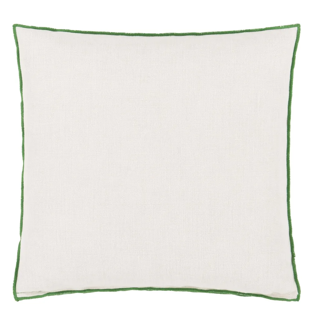 Brera Lino Alabaster & Emerald Linen Cushion - Designers Guild